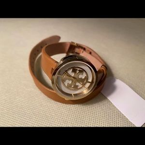 Tory Burch Reva Doublewrap Watch Leather/gold 28Mm